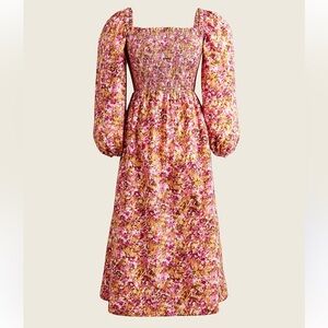J. Crew Floral Smocked Puff Sleeve Dress Size Small